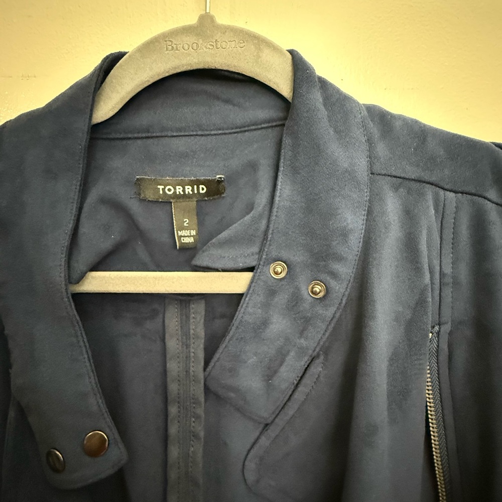 Torrid Women's Faux Suede Navy Jacket - Picture 3 of 6